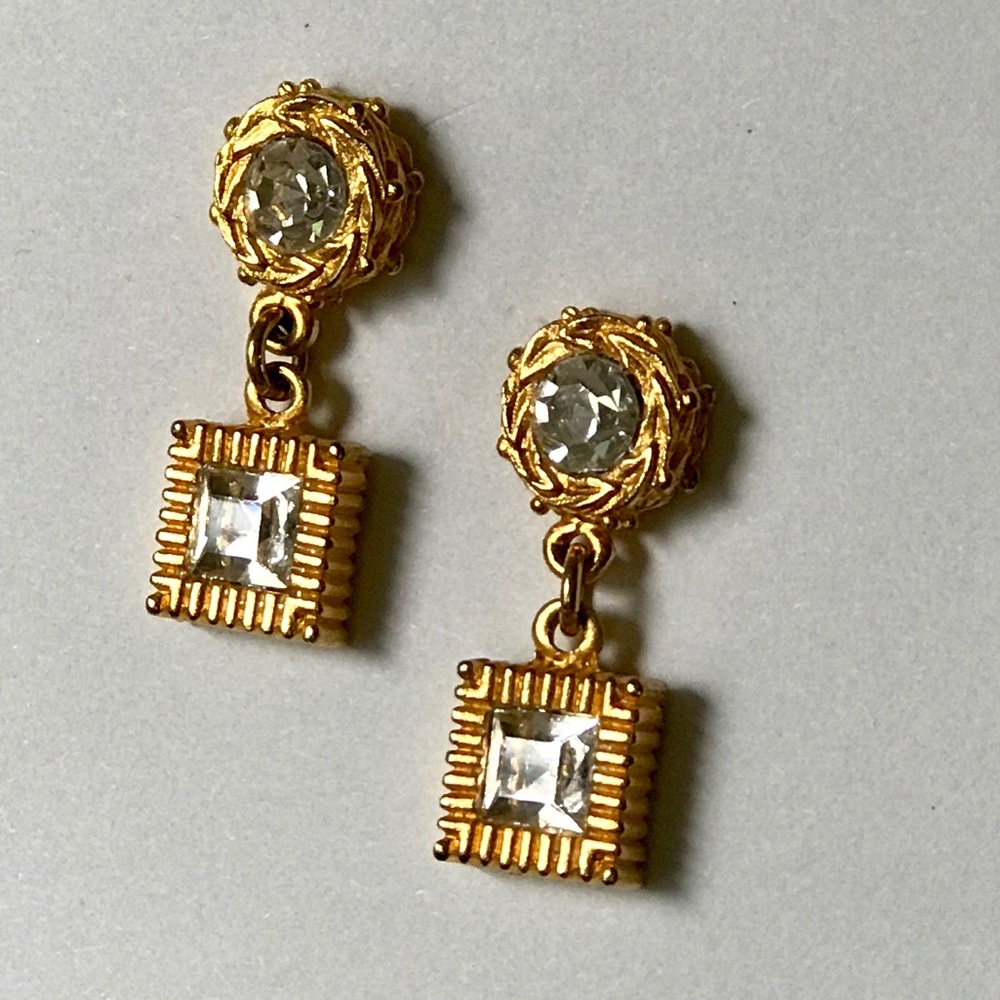 Gold and rhinestone earrings